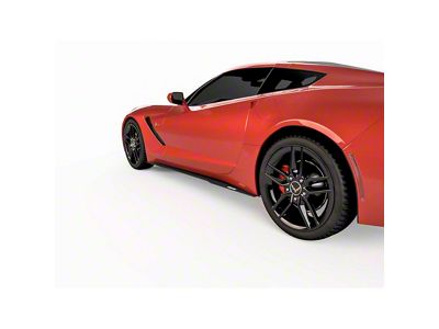 VZ Style Side Skirt Splitters; Gloss Carbon Fiber Vinyl (14-19 Corvette C7, Excluding ZR1)