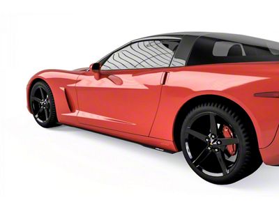 VZ Style Side Skirt Splitters; Satin Black Ice Vinyl (05-13 Corvette C6)