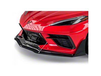VZR1 Aero Splitter Package; Dry Carbon Fiber Vinyl (20-25 Corvette C8, Excluding Z06)