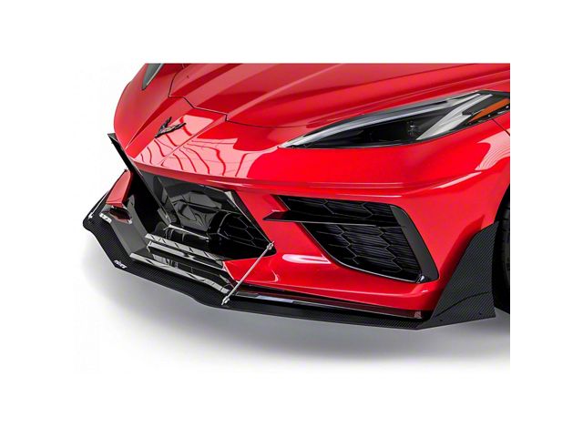 VZR1 Aero Splitter Package; Dry Carbon Fiber Vinyl (20-24 Corvette C8, Excluding Z06)