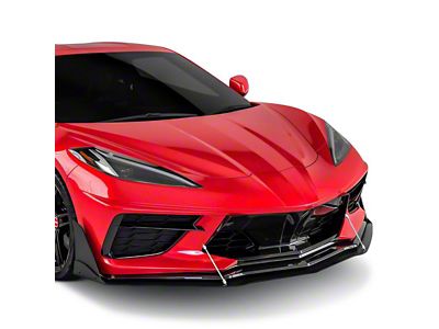 VZR1 Front Bumper Lip Splitter; Gloss Carbon Fiber Vinyl (20-25 Corvette C8)