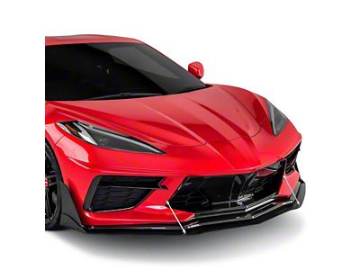 VZR1 Front Bumper Lip Splitter; Matte Black Vinyl (20-25 Corvette C8)