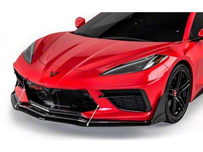 VZR1 Front Bumper Lip Splitter; Satin Black Ice Vinyl (20-25 Corvette C8)