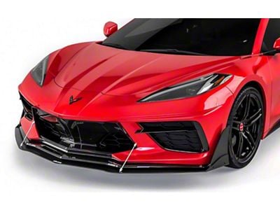 VZR1 Front Bumper Lip Splitter; Satin Black Vinyl (20-25 Corvette C8)