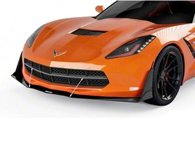 VZR1 Front Bumper Splitter; Gloss Carbon Fiber Vinyl (14-19 Corvette C7)