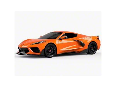 VZR1 Full Aero Splitter Package; Gloss Carbon Fiber Vinyl (20-24 Corvette C8, Excluding Z06)