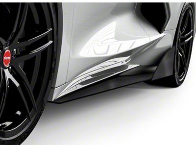 VZR1 Style Side Skirt Splitters; Gloss Carbon Fiber Vinyl (20-25 Corvette C8, Excluding Z06)