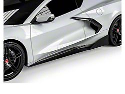 VZR1 Style Side Skirt Splitters; Satin Black Vinyl (20-25 Corvette C8, Excluding Z06)