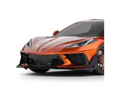 VZR2 Style Front Bumper Lip; Textured Black (20-24 Corvette C8, Excluding Z06)