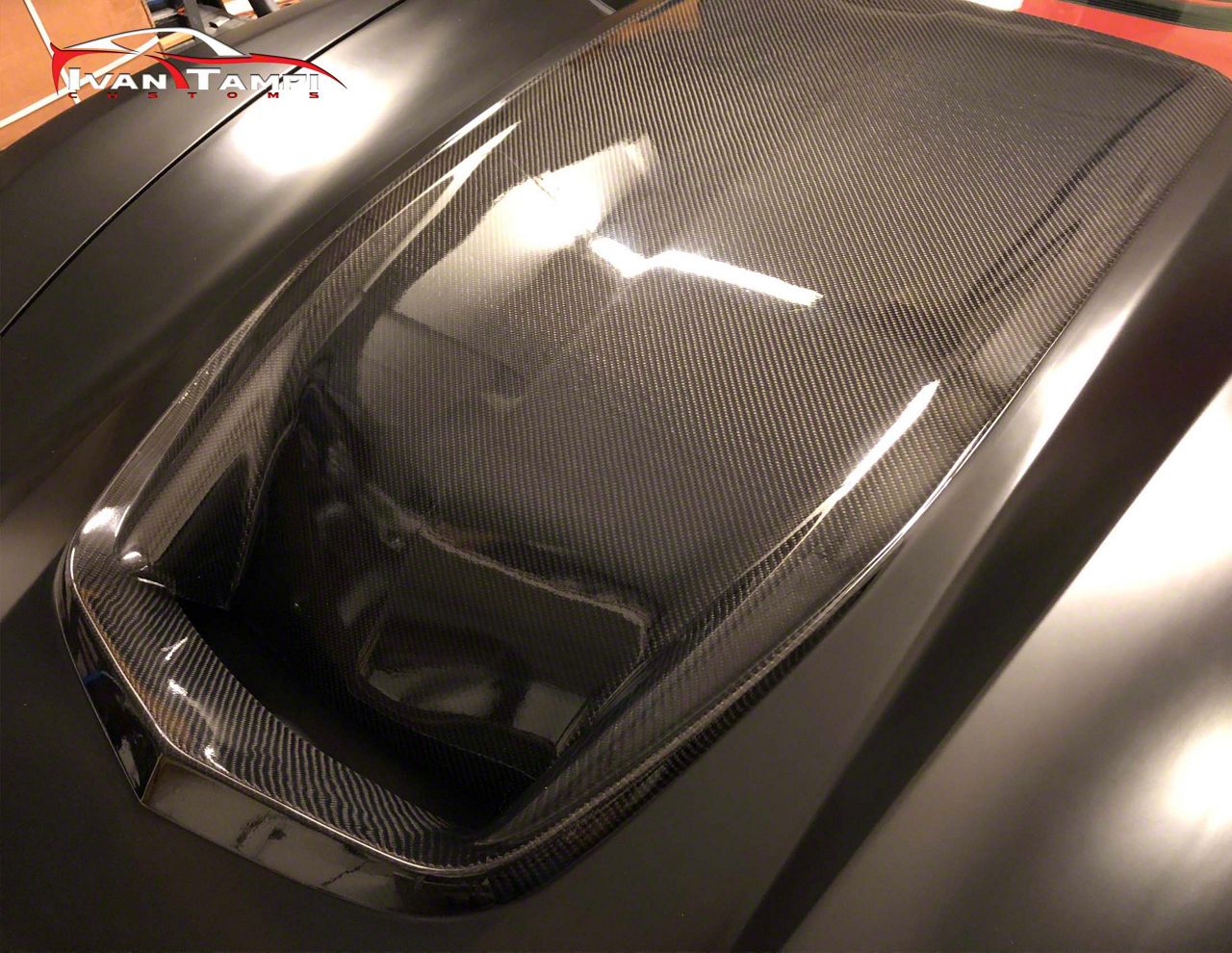 Corvette XIK Hood with Carbon Fiber Hood Scoop; Unpainted