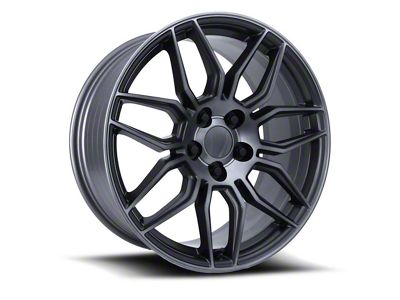 Z06 Replica Titanium Machined Face with Dark Clear Wheel; Front Only; 19x10; 40mm Offset (20-25 Corvette C8 Stingray)
