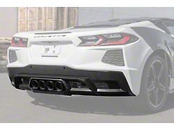Z06 Style Center Exhaust Rear Diffuser; Matte Black (20-25 Corvette C8)