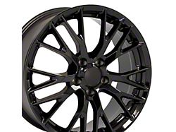 C7 Z06 Style Gloss Black Wheel; Front Only; 19x8.5; 56mm Offset (05-13 Corvette C6, Excluding Grand Sport, Z06 & ZR1)