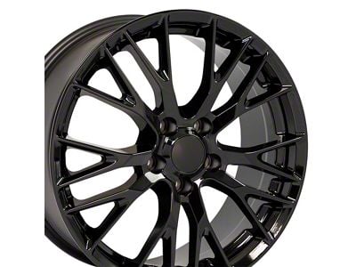 C7 Z06 Style Gloss Black Wheel; Front Only; 19x8.5 (05-13 Corvette C6, Excluding Grand Sport, Z06 & ZR1)