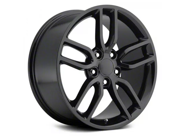 C7 Z51 Replica Gloss Black Wheel; Front Only; 18x8.5 (05-13 Corvette C6, Excluding ZR1)