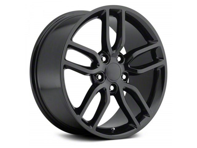 C7 Z51 Replica Gloss Black Wheel; Front Only; 19x8.5 (05-13 Corvette C6 Base)