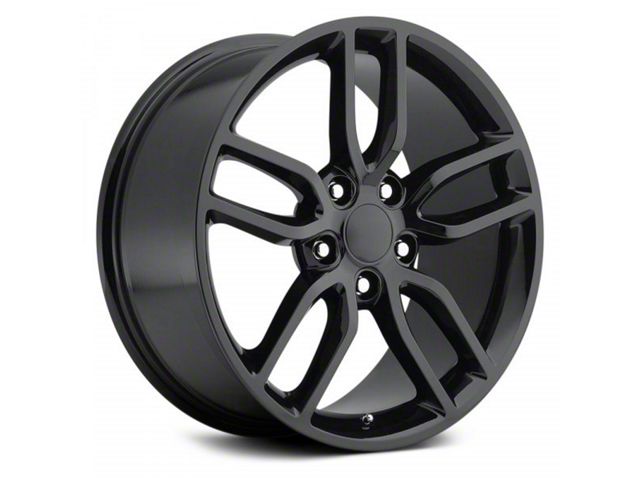 C7 Z51 Replica Gloss Black Wheel; Rear Only; 20x10 (05-13 Corvette C6 Base)