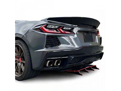 Zonari VR5 Rear Diffuser; Dry Carbon Fiber Vinyl (20-24 Corvette C8, Excluding Z06)