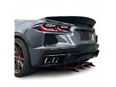 Zonari VR5 Rear Diffuser; Forged Carbon Fiber Vinyl (20-24 Corvette C8, Excluding Z06)