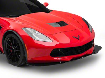 ZR1 Style Front Bumper Splitter; Gloss Carbon Fiber Vinyl (14-19 Corvette C7)