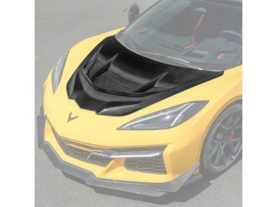 ZR1 Style Vented Extractor Hood; Carbon Fiber (20-26 Corvette C8)