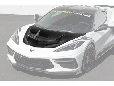 ZR1 Style Vented Extractor Hood; Double-Sided Carbon Fiber (20-26 Corvette C8)