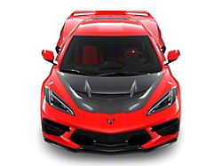ZR1 Style Vented Extractor Hood; Double-Sided Carbon Fiber (20-26 Corvette C8)