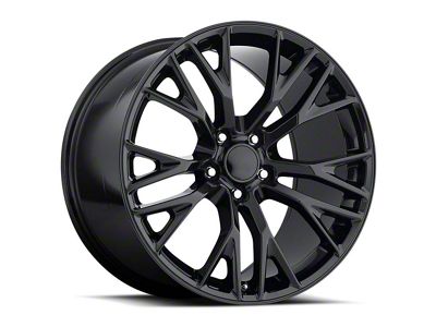 C7 Z06 Replica Gloss Black Wheel; Rear Only; 18x12 (05-13 Corvette C6)