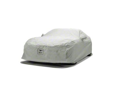 Covercraft Custom Car Covers 3-Layer Moderate Climate Car Cover and Black Mustang Cobra Logo; Gray (24-25 Mustang Dark Horse)