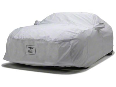 Covercraft Custom Car Covers 5-Layer Softback All Climate Car Cover with Black Mustang 50 Years Logo and without Antenna Pocket; Gray (15-24 Mustang Fastback, Excluding GT350 & GT500)