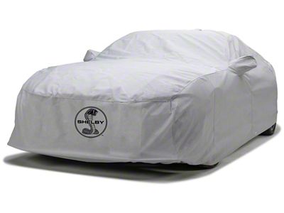 Covercraft Custom Car Covers 5-Layer Softback All Climate Car Cover with Shelby Snake Medallion Logo and without Antenna Pocket; Gray (15-20 Mustang GT350R; 20-22 Mustang GT500 w/o Track Pack)
