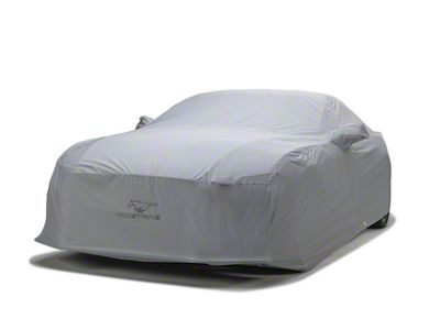 Covercraft Custom Car Covers WeatherShield HP Car Cover with Black Mustang Pony Logo; Gray (15-20 Mustang GT350; 20-22 Mustang GT500 w/o Track Pack)