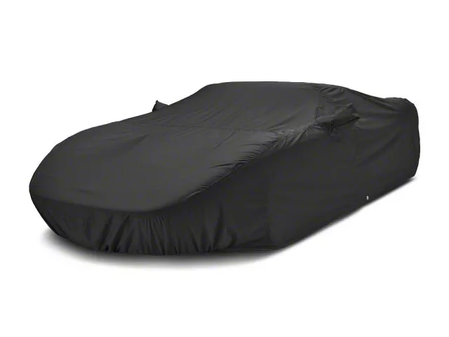 Covercraft Custom Car Covers WeatherShield HP Car Cover with White Mustang Pony Logo and without Antenna Pocket; Black (15-24 Mustang Fastback, Excluding GT350 & GT500)