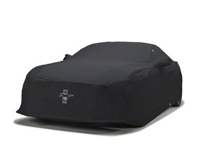Covercraft Custom Car Covers WeatherShield HP Car Cover with White Mustang Tri-Bar Logo; Black (15-20 Mustang GT350; 20-22 Mustang GT500 w/o Track Pack)