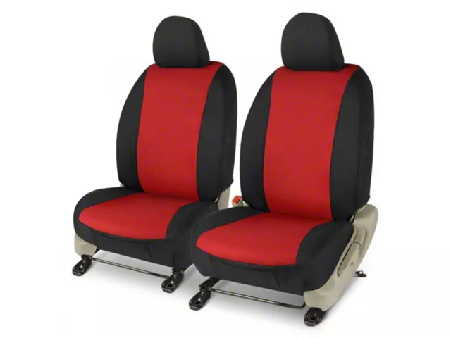 Covercraft Precision Fit Seat Covers Endura Custom Front Row Seat Covers; Red/Black (15-23 Mustang Fastback w/o RECARO Seats)