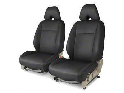 Covercraft Precision Fit Seat Covers Leatherette Custom Front Row Seat Covers; Black (15-23 Mustang Fastback w/o RECARO Seats)