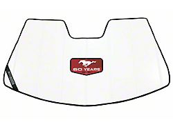Covercraft UVS100 Heat Shield Premier Series Custom Sunscreen with Red Mustang 60 Years Logo; White (24-25 Mustang)