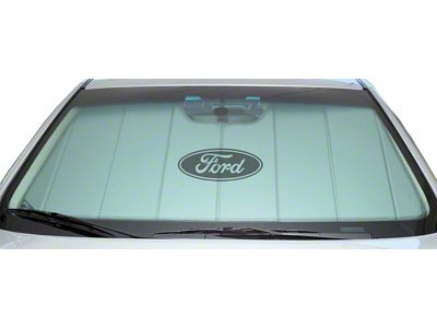 Covercraft UVS100 Heat Shield Custom Sunscreen with Black Mustang Tri-Bar Logo; Silver (83-93 Mustang Convertible)