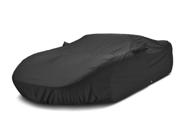 Covercraft Custom Car Covers WeatherShield HP Car Cover with Black Mustang Tri-Bar Logo; Black (94-98 Mustang Coupe)