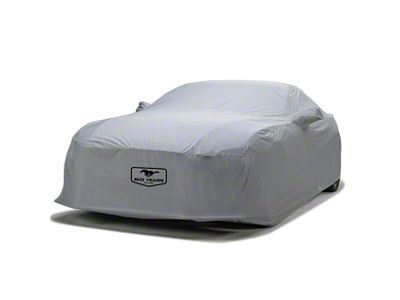 Covercraft Custom Car Covers WeatherShield HP Car Cover with Antenna Pocket and Black Mustang Cobra Logo; Gray (22-25 Mustang GT Fastback w/ Performance Pack)