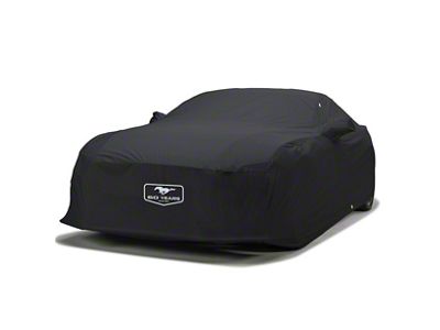 Covercraft Custom Car Covers WeatherShield HP Car Cover with Antenna Pocket and Black Mustang Tri-Bar Logo; Black (22-25 Mustang GT Fastback w/ Performance Pack)
