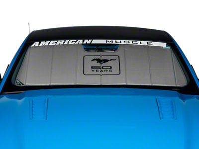 Covercraft UVS100 Heat Shield Custom Sunscreen; 50th Anniversary Logo (13-14 Mustang)