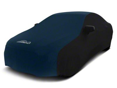 Coverking Satin Stretch Indoor Car Cover with Trunk Whip Fin Antenna Pocket; Black/Dark Blue (2011 Camaro Convertible)