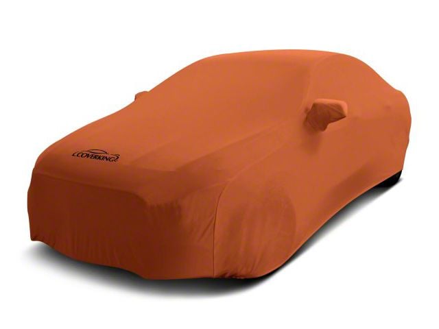 Coverking Satin Stretch Indoor Car Cover with Trunk Whip Fin Antenna Pocket; Inferno Orange (2011 Camaro Convertible)