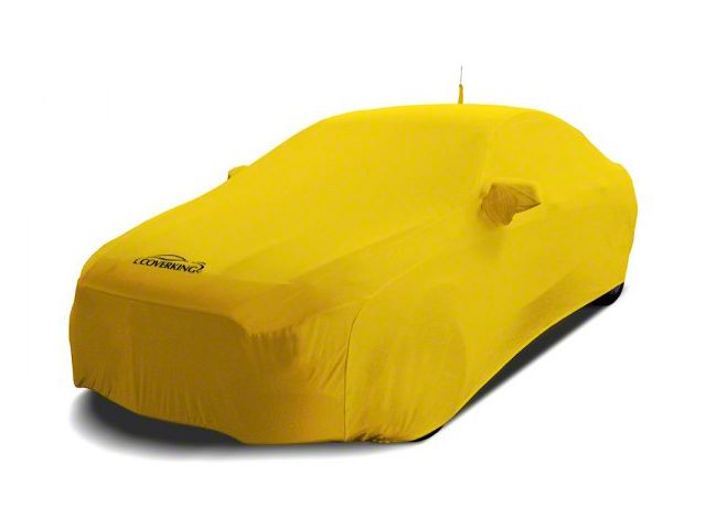 Coverking Satin Stretch Indoor Car Cover with Trunk Whip Fin Antenna Pocket; Velocity Yellow (2011 Camaro Convertible)