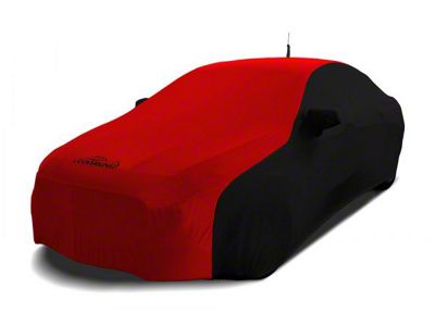 Coverking Satin Stretch Indoor Car Cover; Black/Red (15-23 Challenger R/T w/ Antenna, R/T Shaker, SXT w/ Antenna)