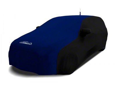 Coverking Satin Stretch Indoor Car Cover with Rear Roof Shark Fin Antenna Pocket; Black/Impact Blue (12-14 Charger)