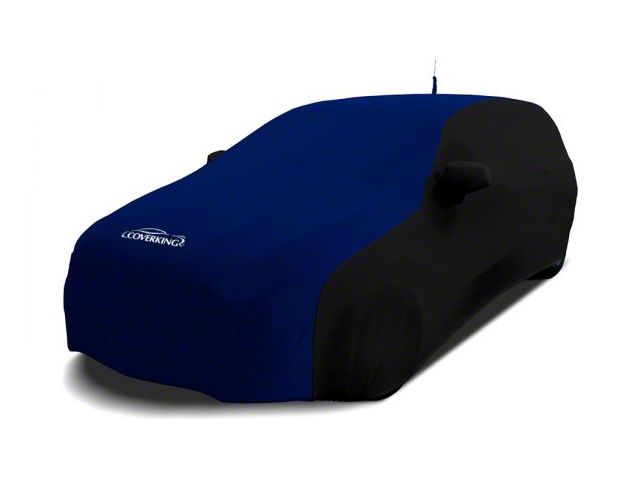Coverking Satin Stretch Indoor Car Cover with Rear Roof Shark Fin Antenna Pocket; Black/Impact Blue (12-14 Charger)