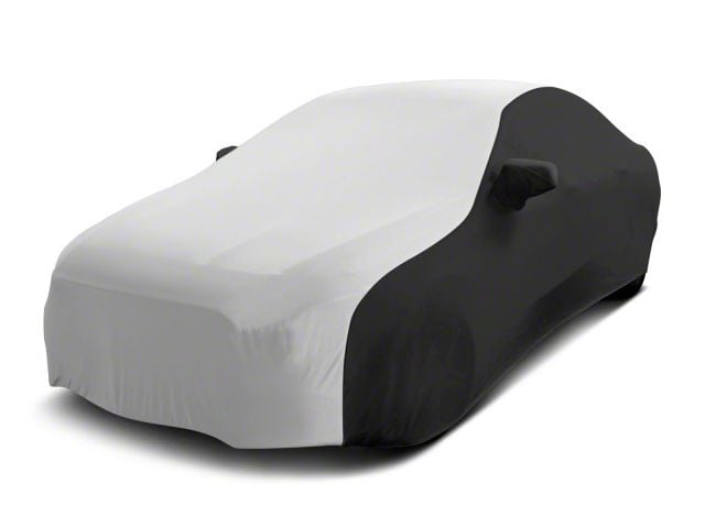 Coverking Satin Stretch Indoor Car Cover with Rear Roof Shark Fin Antenna Pocket; Black/Pearl White (12-14 Charger)