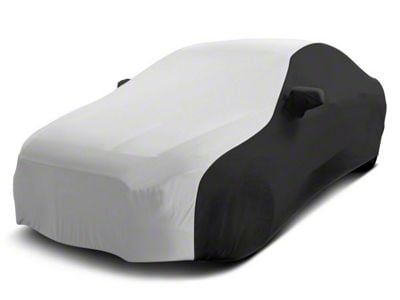 Coverking Satin Stretch Indoor Car Cover with Rear Roof Shark Fin Antenna Pocket; Black/Pearl White (12-14 Charger)